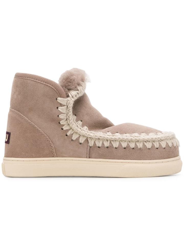 Mou Stitch Detail Ankle Boots - Neutrals