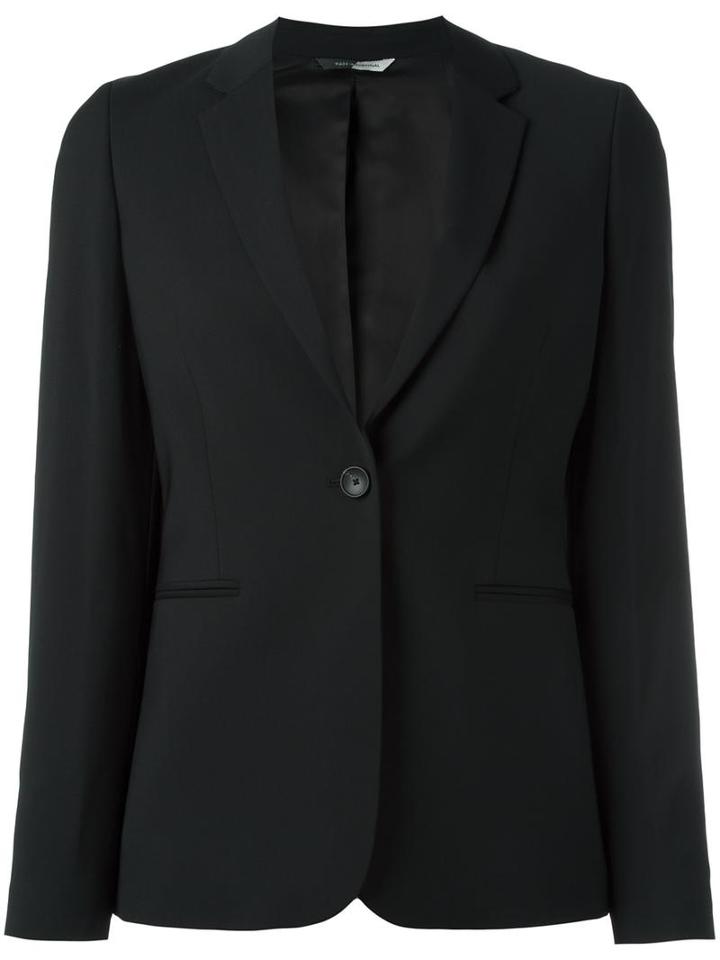 Ps By Paul Smith Single Button Blazer, Women's, Size: 44, Black, Virgin Wool/polyamide/spandex/elastane/viscose