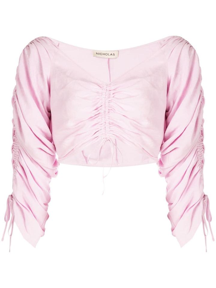 Nicholas Ruched Drawstring Top - Pink