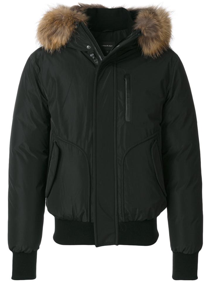 Mackage Bomber Jacket With Raccoon Fur Hood - Black