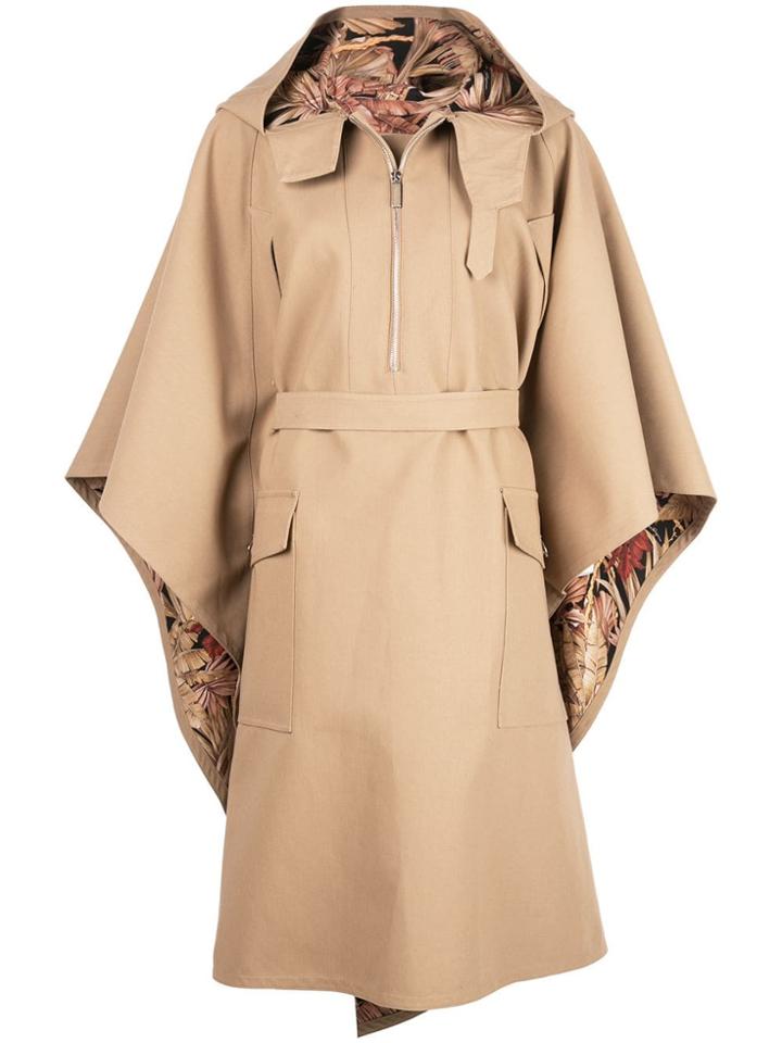 Salvatore Ferragamo Zip Front Cape - Neutrals