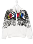 Moschino Kids Logo Zip Front Sweatshirt, Girl's, Size: 10 Yrs, White