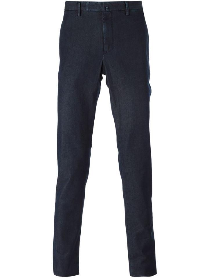 Incotex Denim Chino Trousers, Men's, Size: 52, Blue, Cotton/spandex/elastane