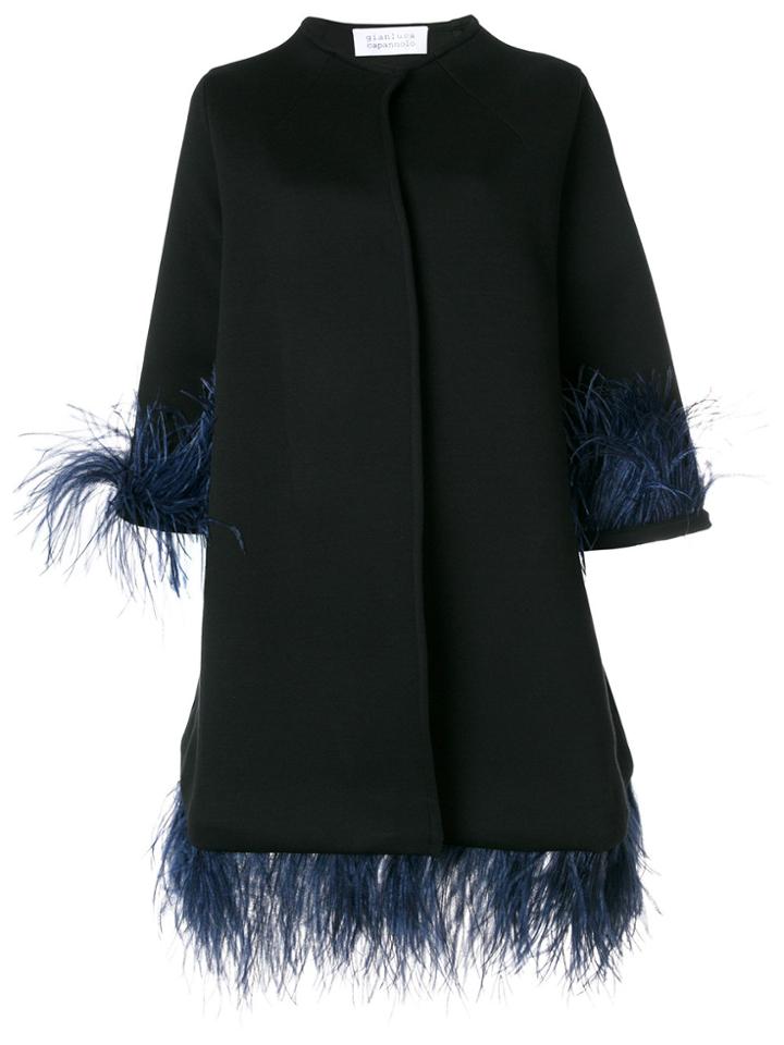 Gianluca Capannolo Capucine Feather Embellished Coat - Black