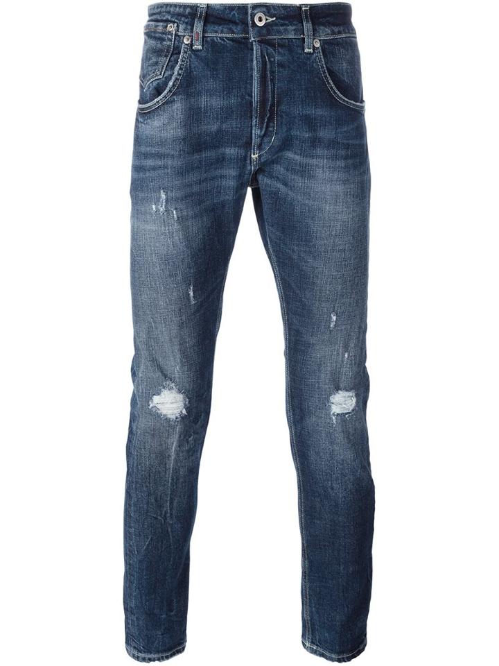 Dondup 'conway' Distressed Jeans, Men's, Size: 31, Blue, Cotton/spandex/elastane/polyester