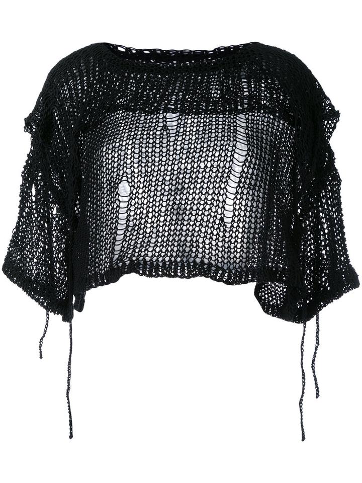 Philosophy Di Lorenzo Serafini Distressed Knit Top, Women's, Size: 42, Black, Cotton/polyamide