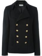 Saint Laurent Classic Short Pea Coat, Women's, Size: 42, Black, Cotton/cupro/wool