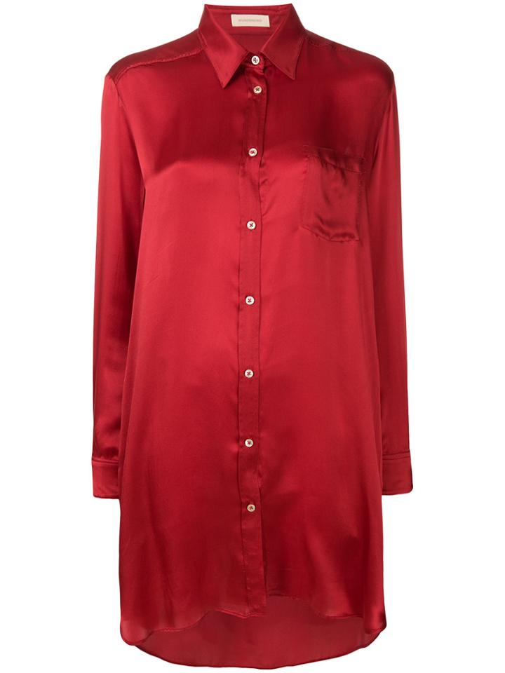 Wunderkind Chest Pocket Shirt Dress - Red