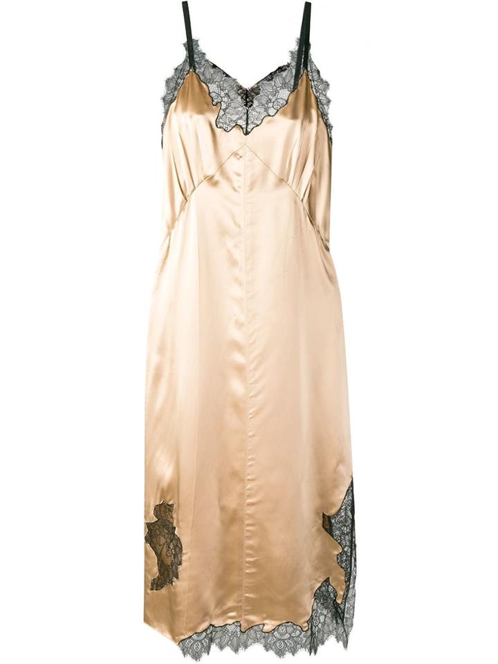 Helmut Lang Layered Lace Slip Dress - Nude & Neutrals