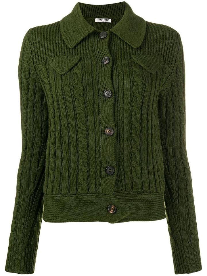 Miu Miu Cable Knit Cardigan - Green
