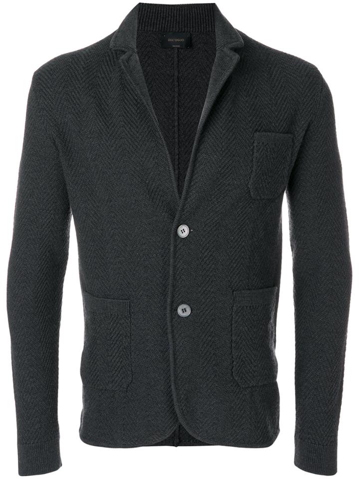 Dell'oglio Herringbone Blazer Cardigan - Grey