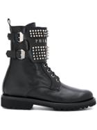 Philipp Plein Studded Buckle Boots - Black