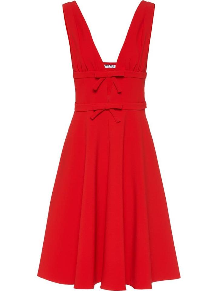 Miu Miu Bow Detail Sleeveless Dress - Red