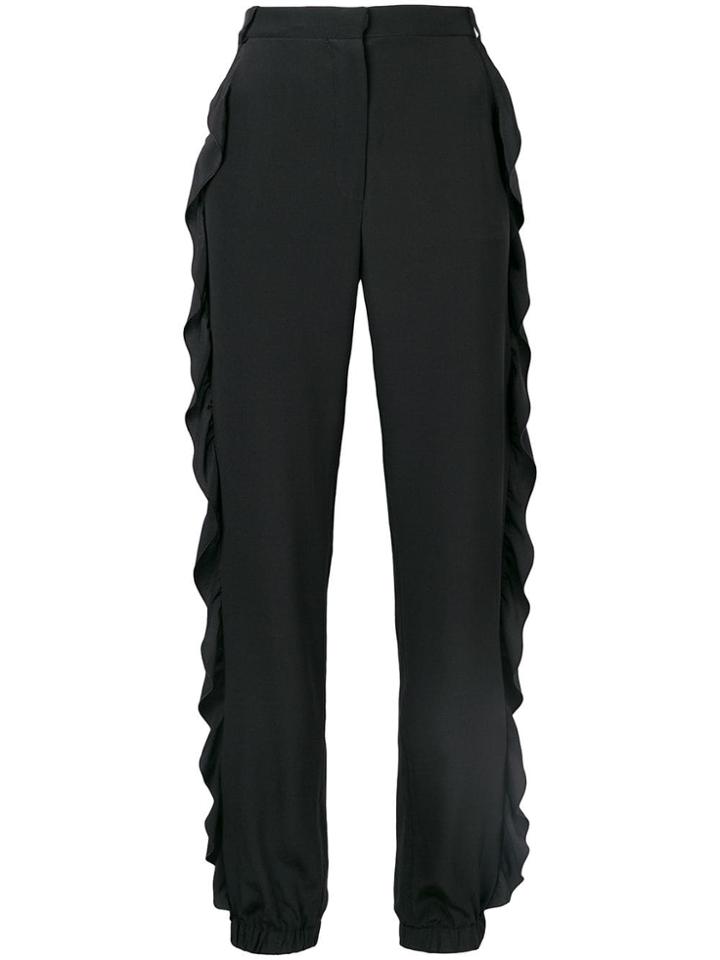 Sonia Rykiel Tapered Ruffle Trim Trousers - Black