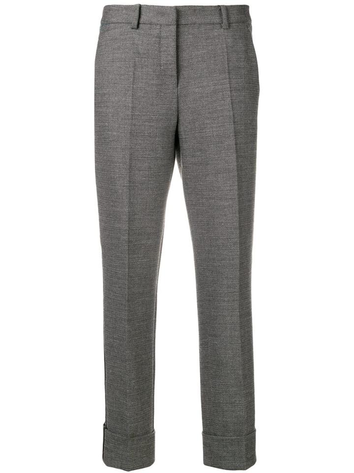 Cambio Cropped Side-striped Trousers - Grey