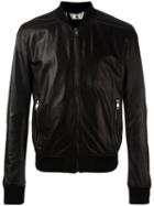 Dolce & Gabbana Perforated Leather Bomber Jacket, Men's, Size: 46, Black, Lamb Skin/silk