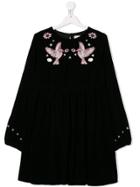 Stella Mccartney Kids Teen Bird Embroidered Dress - Black