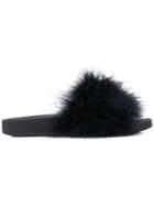 Red Valentino Feather Slides - Black