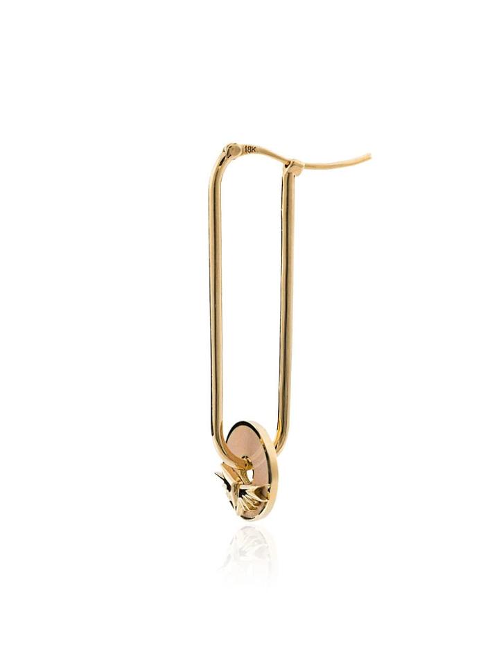 Foundrae 18k Yellow Gold Medium Fob Link Base Wings Disc Earring -