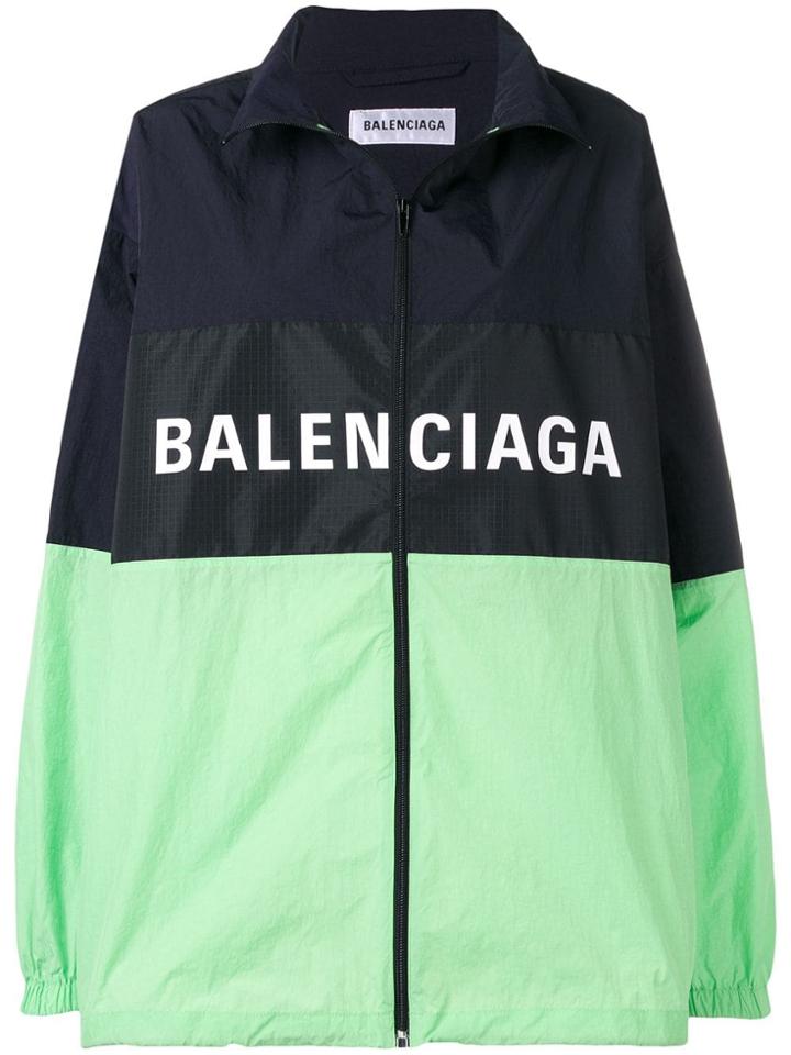 Balenciaga Zip Up Logo Jacket - Blue