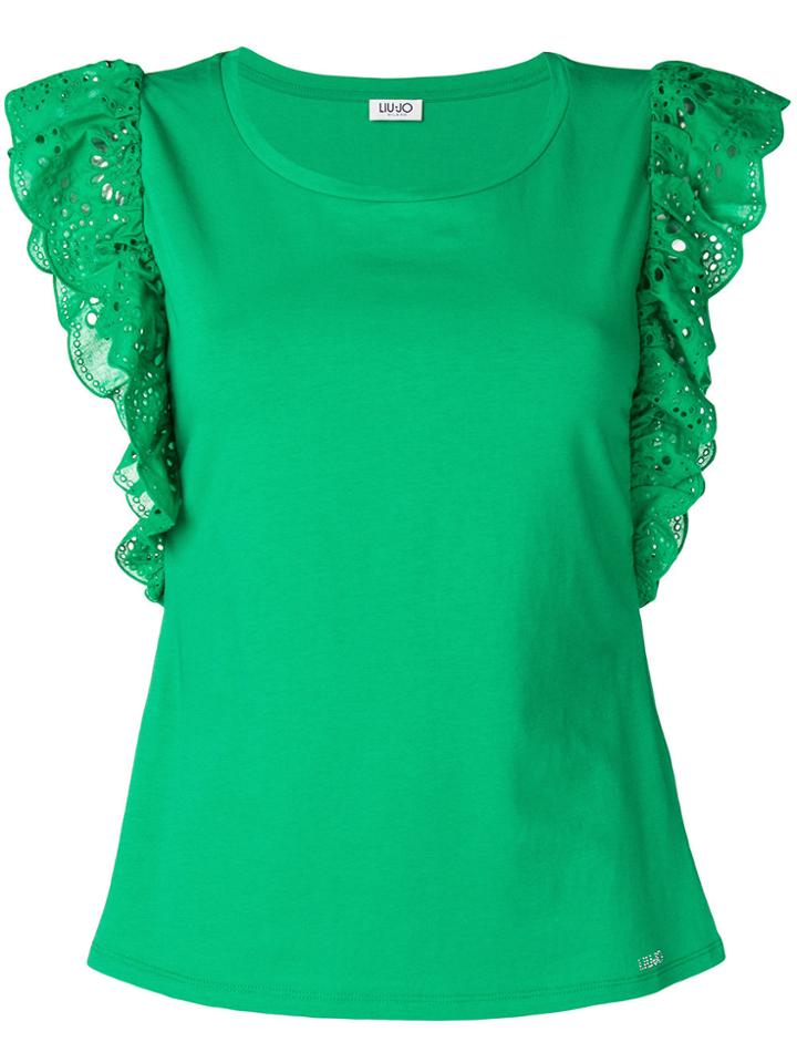 Liu Jo Embroidered Sleeves T-shirt - Green