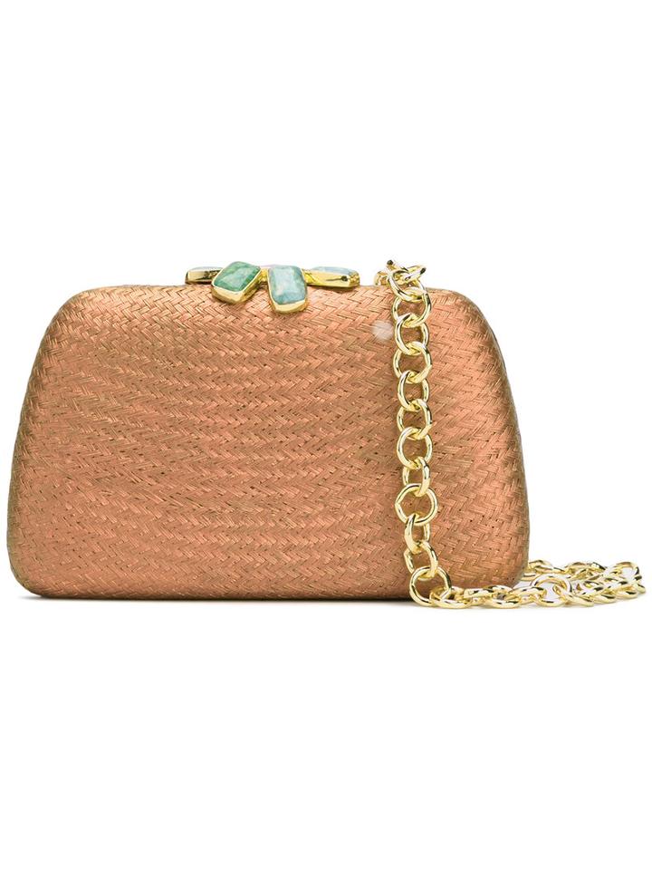 Serpui - Gem Embellished Clutch - Women - Raffia - One Size, Women's, Brown, Raffia