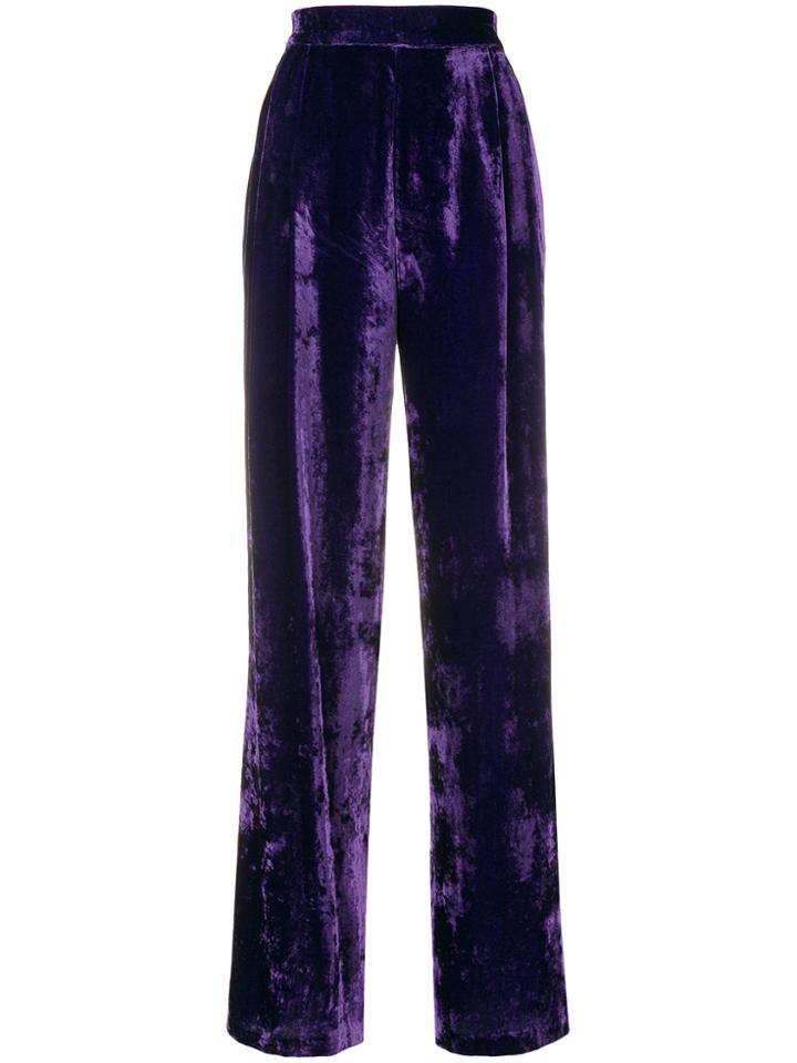 Erika Cavallini Velvet High Waisted Trousers - Pink & Purple