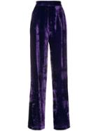 Erika Cavallini Velvet High Waisted Trousers - Pink & Purple