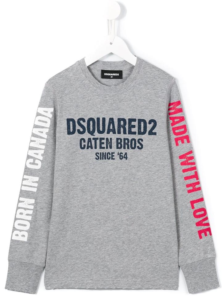 Dsquared2 Kids Logo Print Sweatshirt, Boy's, Size: 6 Yrs, Grey