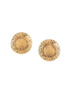 Chanel Vintage Round Address Earrings - Gold