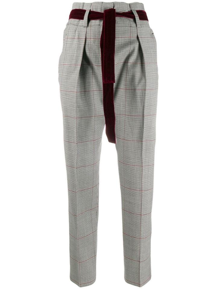 Pt01 High Waisted Checked Trousers - Black