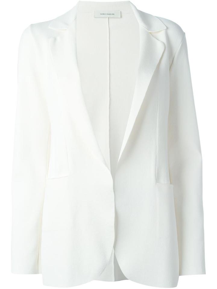 Cédric Charlier Blazer Jacket, Women's, Size: 44, White, Rayon/polyester/polyamide
