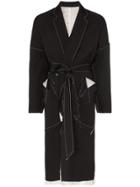 Sulvam Wool Tie Waist Over Coat - Black