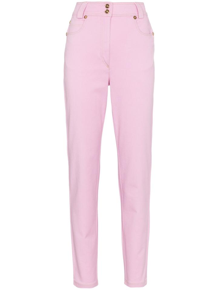 Versace High-waisted Skinny Jeans - Pink & Purple