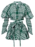 Rosie Assoulin Cut Out Plaid Blouse - Green