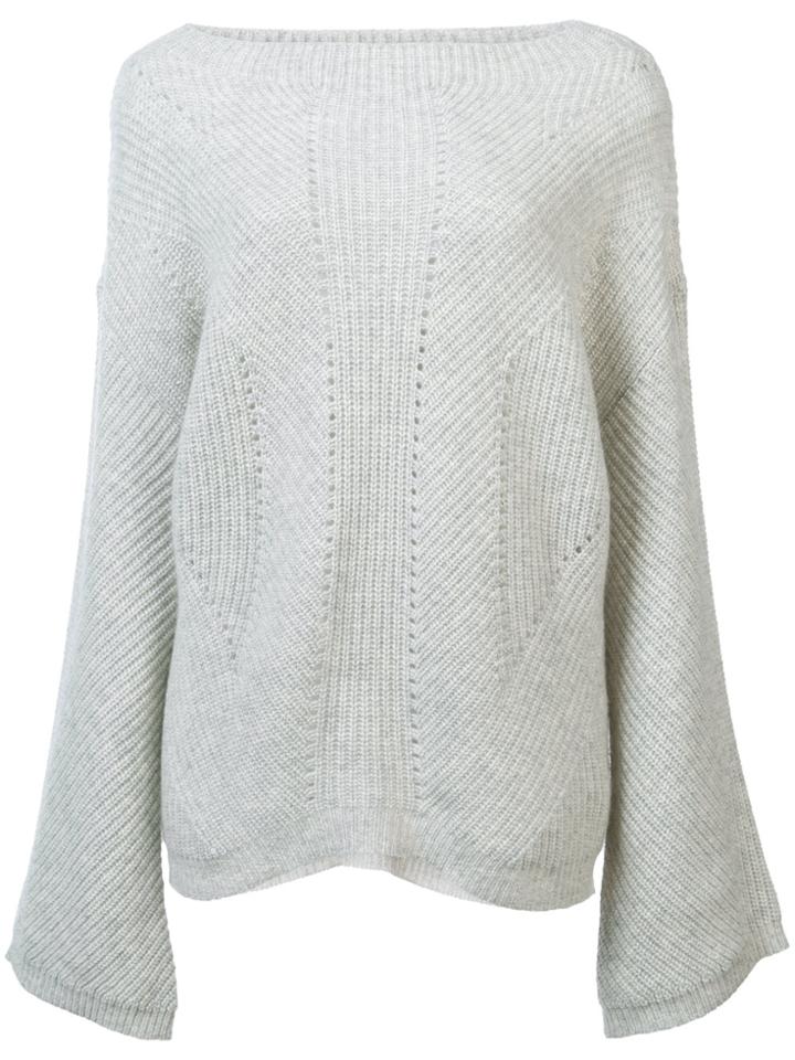 Nili Lotan Ribbed Knit Sweater - Grey