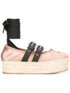 Miu Miu Platform Buckled Espadrilles - Pink & Purple