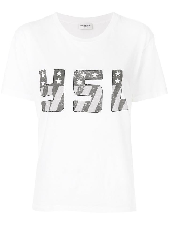 Saint Laurent Usa Logo T-shirt - White
