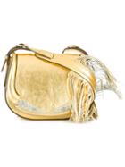 Roberto Cavalli Fringed Shoulder Bag, Women's, Grey, Leather/glass