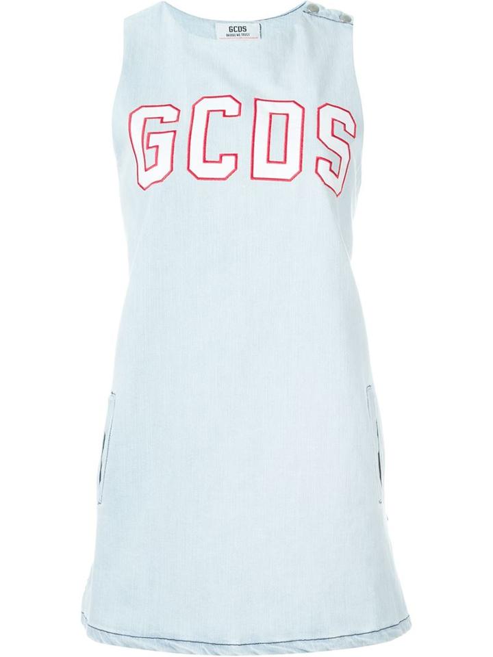Gcds Logo Shift Denim Dress