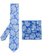 Canali Paisley Print Tie Set - Blue
