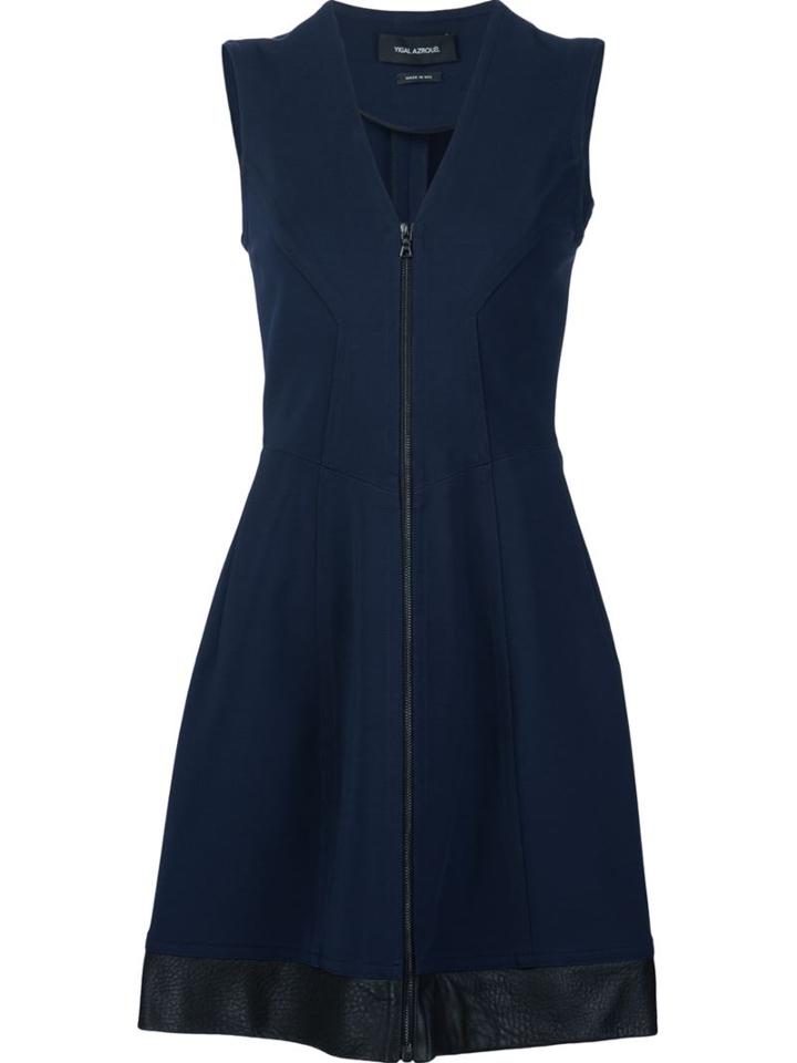 Yigal Azrouel Zip Front Flared Dress, Women's, Size: 2, Blue, Polyamide/spandex/elastane/viscose