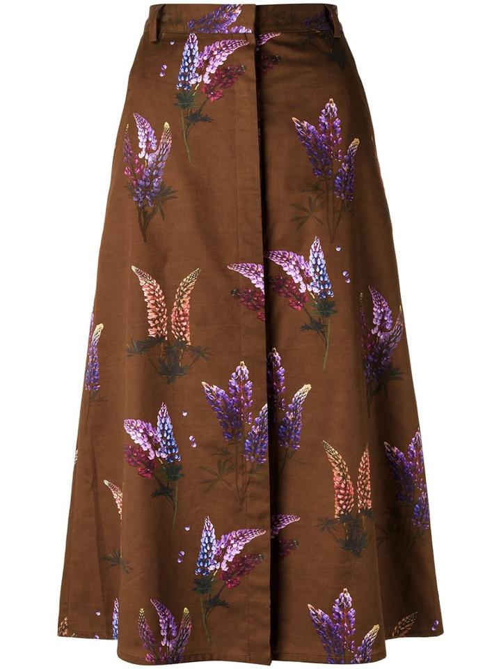 Andrea Marques - All-over Print Skirt - Women - Cotton - 36, Brown, Cotton