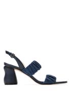 Mara Mac Asymmetric Heel Leather Sandals - Blue