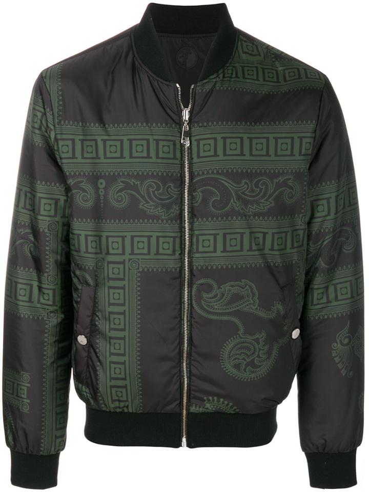 Versace Collection Baroque Print Bomber Jacket - Green
