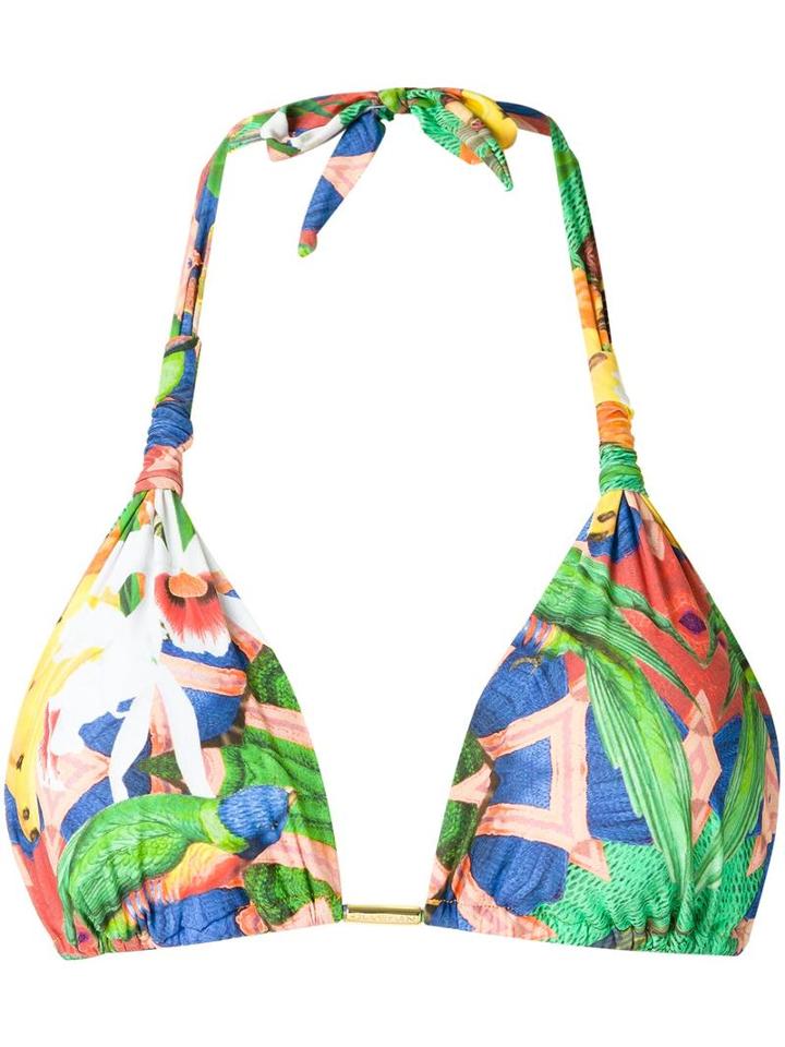 Man Printed Triangle Bikini Top, Women's, Size: Medium, Lyocell