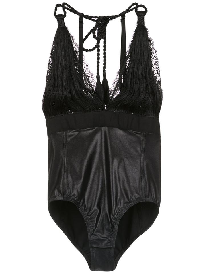 À La Garçonne Fringed Bodysuit - Black