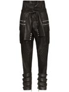 Balmain High-waisted Biker Trousers - Black