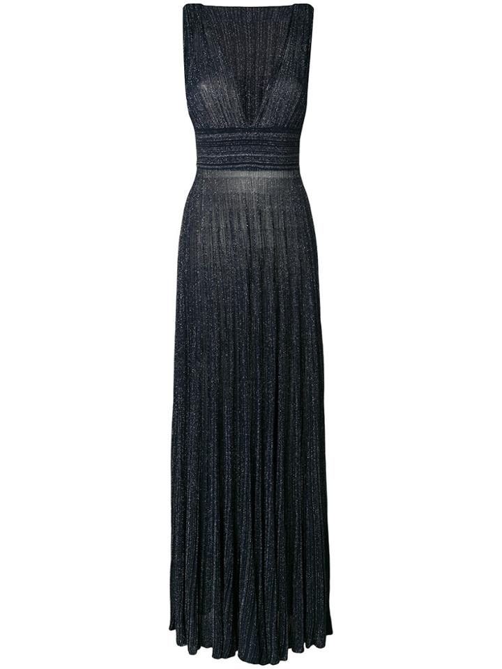 Antonino Valenti Pleated Plunge Neck Gown - Blue