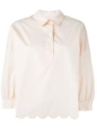 See By Chloé Scalloped Hem Blouse, Women's, Size: 36, Pink/purple, Cotton